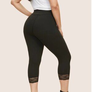 Bloomchic Super Soft Plus Size Lace Patchwork High Rise Cropped Leggings 4XL